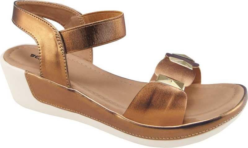 Image of Action Women's Platform Sandals| Block Heel| Glitter Embellished| Ankle Strap Bronze