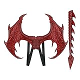 Colaxi Kids Dragon Costume Wings Dinosaur Tail Set Pretend Play Birthday Dress up Dinosaur Wing Halloween for Stage Performance Boys Girls Props Party Favors, Red