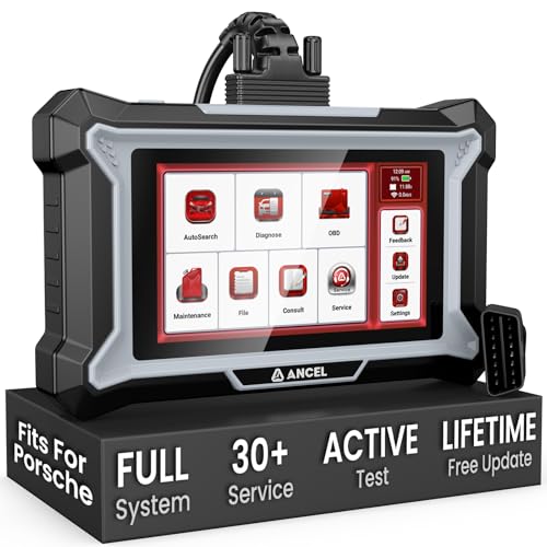 ANCEL DS160 OBD2 Scanner for Porsche, Full System Bidirectional Tool with 30+ Resets, ABS Bleeding,
