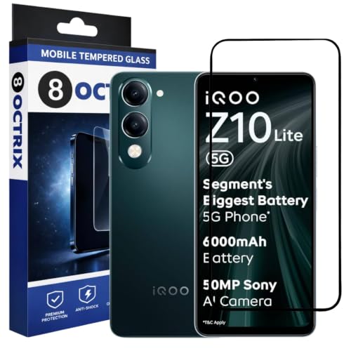 Image of Military-Grade Tempered Glass Screen Protector Compatible for iQOO Z10 Lite /Vivo T4 Lite with Edge to Edge Coverage - Case Friendly, Anti-Scratch & Bubble-Free Installation Kit