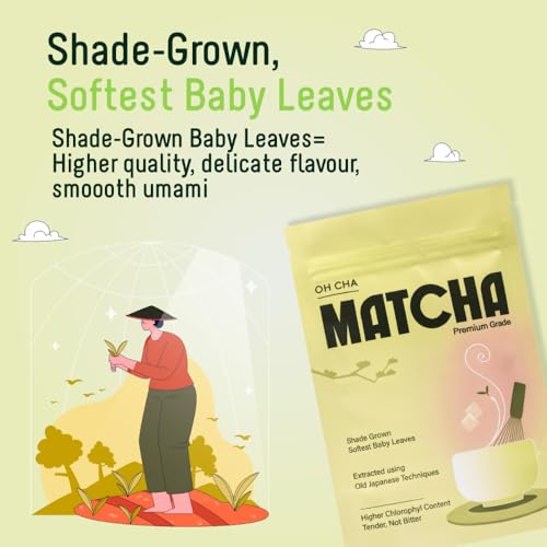 Image of OH CHA - Japanese Matcha Tea Powder | Premium Grade | 30gms - 30 Servings | Pure Authentic MatchaGreen Tea Powder Sourced from Shizuoka, Japan | Vegan, No Artificial Sweeteners, NON GMO | Best for Matcha Latte