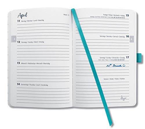 SIGEL Jolie J2102 Weekly Planner 2022, Approx. A6, Turquoise, Hardcover, 174 Pages, with Cheerful Calendar - Image 2