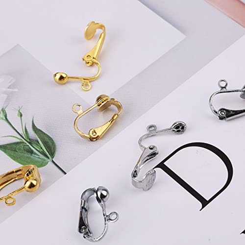 KINBOM 40pcs Earring Clip, U-Shape Clip-On Earring Converters Copper Earring Clip on Women With Easy Open Loop for Wedding Party Birthday Celebration for Men Women (Gold, Silver)