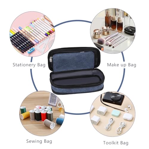Image of iSuperb Foldable Pencil Case Zipper Big Capacity Aesthetic Canvas Pencil Pouch Compartments Stationery Organizers Pen Bag for Kids Girls Boys Teen Child Student School Supplies Makeup Bags