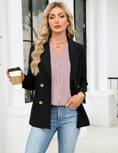 LOMON Button Down Shirts for Women 3/4 Length Sleeve Business Casual Blouses 2026 Summer Tops Red Stripes by LOMON - Used condition - Image 10