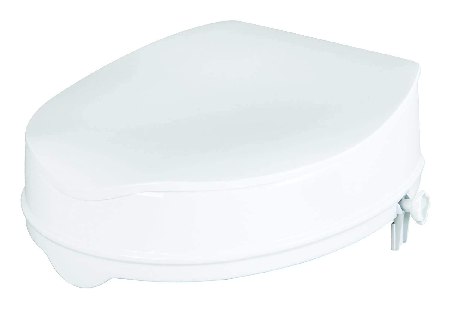 Homecraft Savanah Raised Toilet Seat with Lid, 4" High Elevated Toilet Seat Locks Onto Standard Toilets, Portable Assistance Seat with Sturdy Brackets, Medical Aid for Elderly, Disabled, Limited Mobility