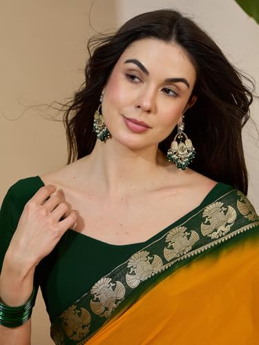 Image of AKHILAM Women's Mysore Silk Kanjivaram Pure Soft Ombre Print Saree With Unstitched Blouse Piece (73ALEKHA7301 NV Parent)