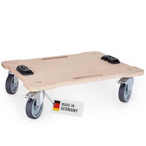 WFIX Work System Base Rollbrett für L-BOXX Systeme - Hochleistungs-Transportroller Holz Birke-Multiplex bis 350 kg kompatibel mit Sortimo & Bosch Professional Werkzeugkoffer - Lenkrollen 2 mit Bremse