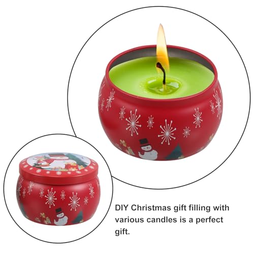 Tarro de lata de hierro para velas navideñas de 4.4oz BESTonZON, pack de 6 piezas redondas 4
