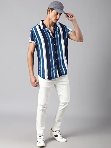 Image of Dennis Lingo Navy Casual Shirts for Men