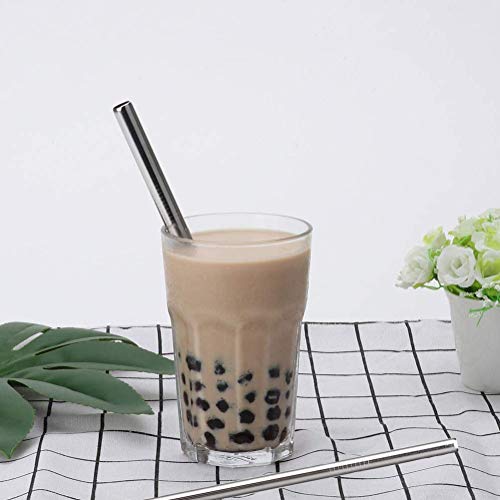 YXHZVON Smoothie Rietjes, roestvrij staal, 5 stuks, extra brede bubble & Boba-thee-rietjes, herbruikbare metalen rietjes… - Image 7