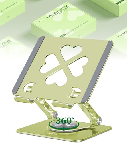 Image of Tablet Stand for iPad, 360 Rotating Aluminum Desktop Holder - Adjustable & Foldable Desk Stand Compatible with iPad Pro 12.9 /11, Air 10.9, Portable for Home Office,Sage Green
