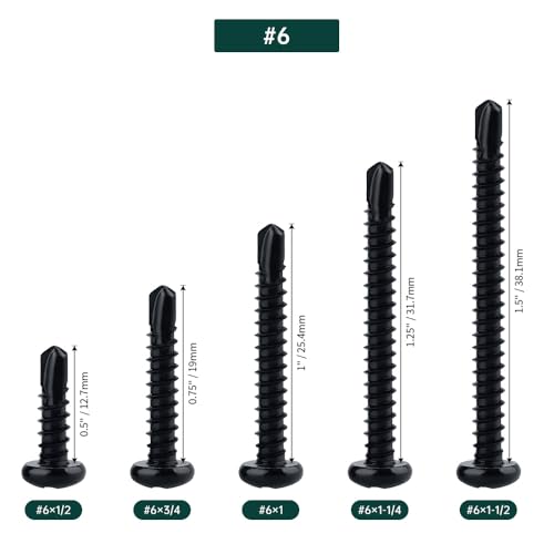 #6 x 3/4 pulg Tornillos autoperforantes 100 pcs miniatura 3