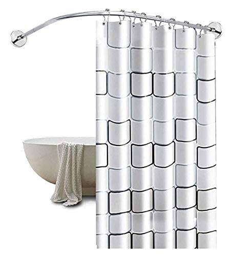 Tringle rideau douche incurvée robuste en U acier réglable 100% antirouille sans percer