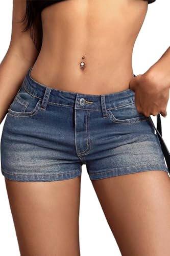 ELLEVEN Low Rise Jean Shorts for Women Sexy Y2k MIni...