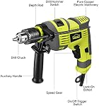 DEWINNER 710W Electric Corded Rotary Hammer Drill 1/2 Inch Chuck Variable Speed with Auxiliary Handle