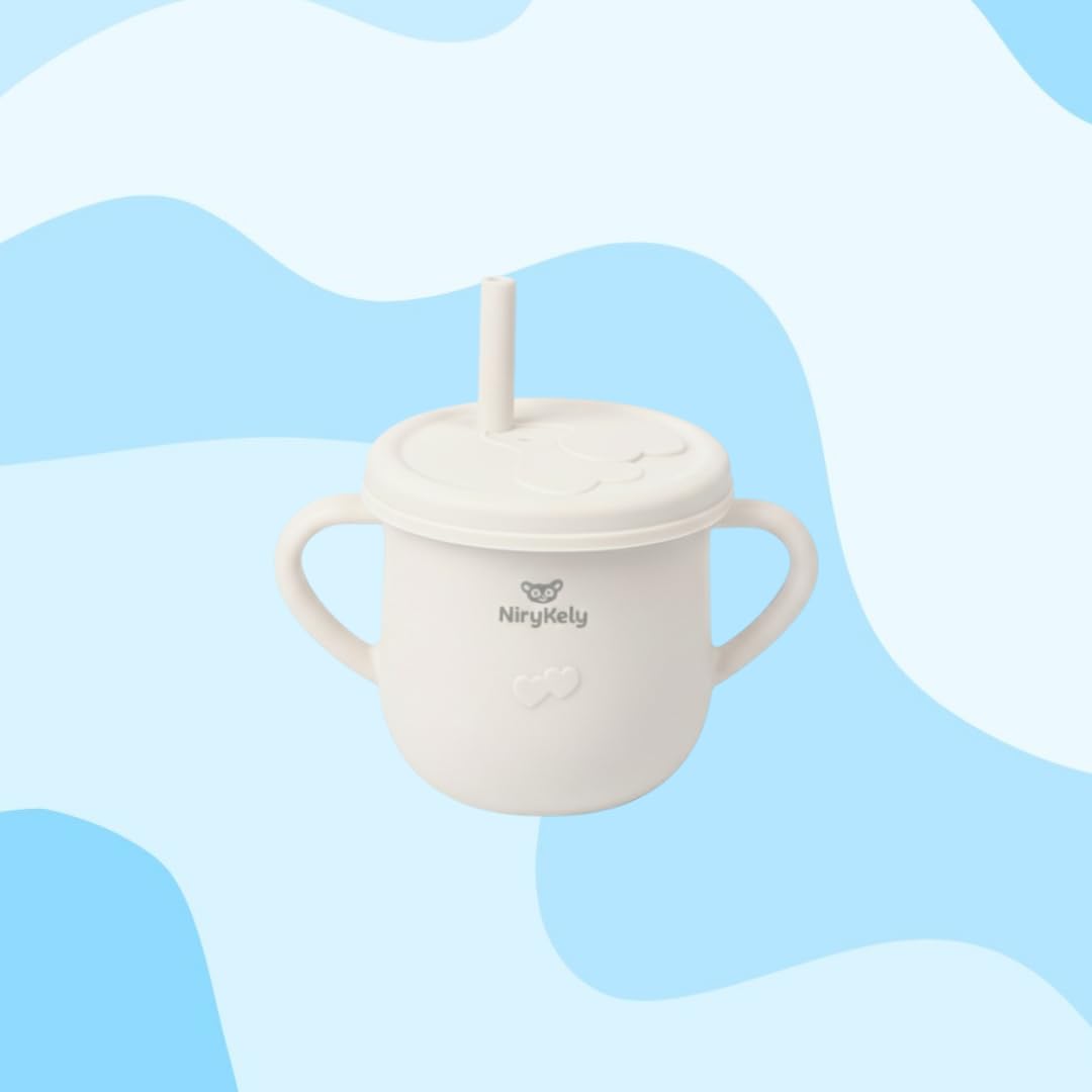 Set Repas Bébé Complet 8 Pièces en Silicone – Assiette Ventouse Compartimentée, Bol, Tasse d’Apprentissage, Couverts, Bavoir + Sac Isotherme – Kit voyage Sans BPA dès 6 Mois (Beige)