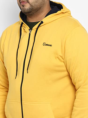 Image of Urbano Plus Men's Cotton Zippered Hooded Casual Winterwear Sweatshirt