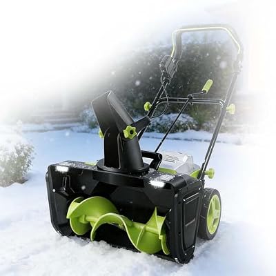 20-Inch Cordless Snow Blower with Spiral Auger, Electric Snow Blower, with Dual LED Headlights 20-Inch Clearing Width, Easy to Store and Transport for Home Winter Maintenance