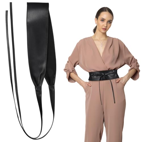 LIFKOME Wide Pu Leather Waist Belt for Women Wrap Around Corset Belt for Dresses Costumes for Various Outfits