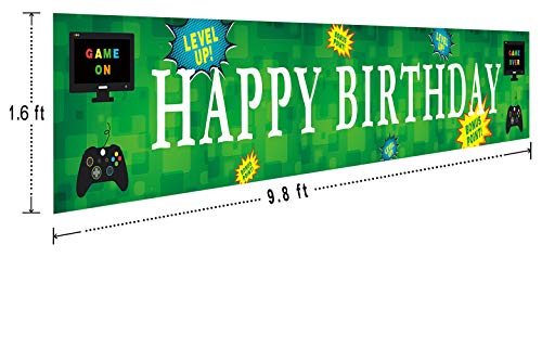 Large Video Game Happy Birthday Banner, Gaming Birthday Party Sign, Video Game Birthday Party Backdop Background, Gaming Party Decorations Supplies(9.8 X 1.6 Feet) #TOP1