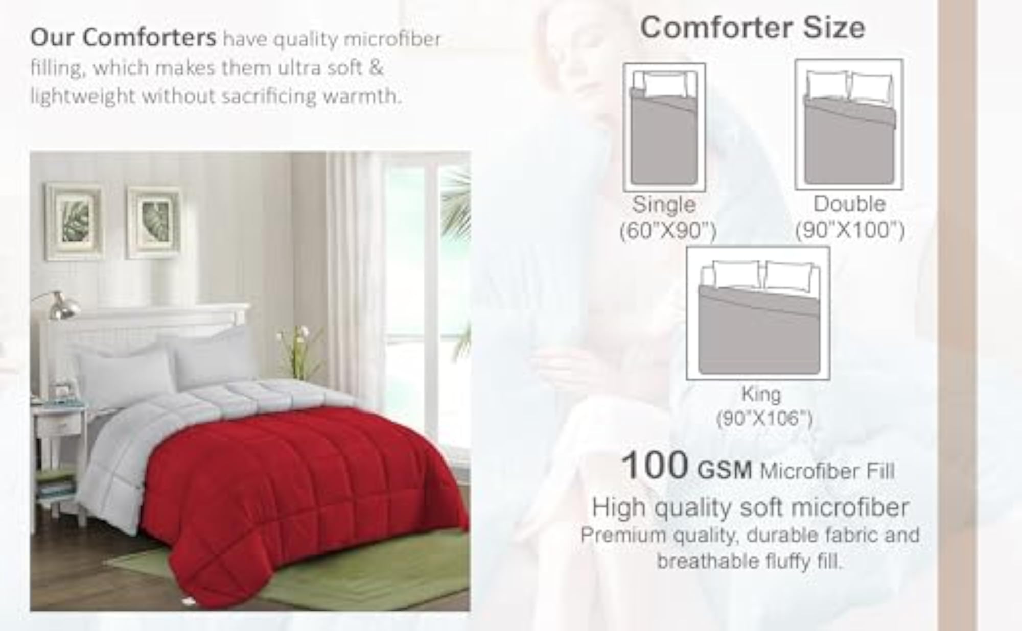 100 GSM All Season Comforter Double Bed Comforter, Soft & Fluffy