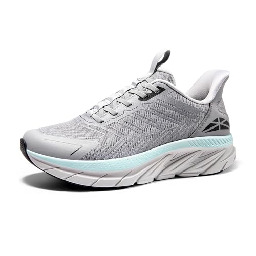 Men's Slip On Walking Shoes Running Comfortable Tennis Breathable Non Slip Athletic Gym Workout Cross Training Fashion Sneakers 8.5 Grey