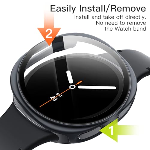 Image of JETech Cover Case with Screen Protector for Samsung Galaxy Watch 8 44mm, Overall Protective Cover, Built-in Tempered Glass Film High Sensitivity, 2 Pack (Graphite)