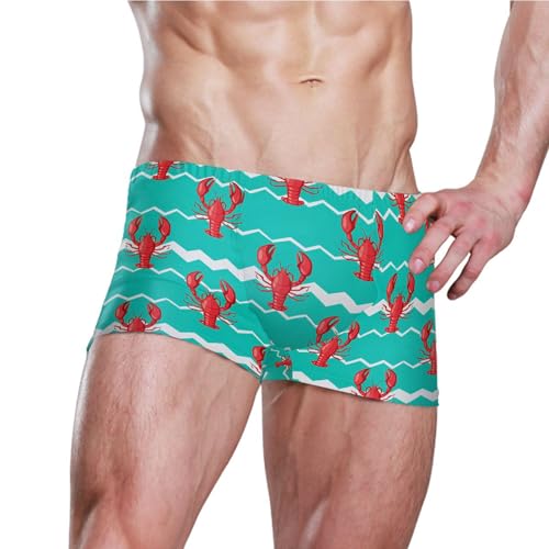 Red Lobsters Mens Swim Trunk Swimwear Bathing Suit Swim Brief Square Leg Board Short S B04051473