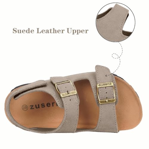 Image of ZUSERIS Kids Toddler Sandals Boys Girls Cork Footbed Sandal Comfort Double Buckle Slip On Slippers with Adjustable Back Strap