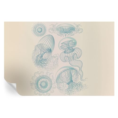 Murales autoadhesivos lavables de 104x70 cm con estampado de medusas 2