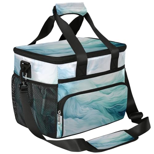 Blue Gradient Insulated Picnic Backpack Lunch Box for Women Men Picnic Basket Tote Lunch Bag Picnic Bag Portable Lunch Bags for Picnic, Beach, Work, Trip,Office, Camp Watercolor Texture