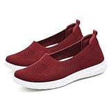 GYCF Chaussures à Enfiler Femmes,Semelle Souple Respirante en Maille Aérée,d'Été Baskets Orthopédiques Respirantes avec Soutien de la voûte Plantaire,Rouge,41EU