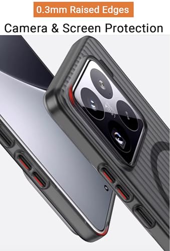 Image of Kapa Wave Magnetic Frosted Grip Back Cover for Xiaomi 15 | [MagSafe Compatible] Wireless Charging, Slim, Metal Buttons Matte Finish Back Case (Grey)