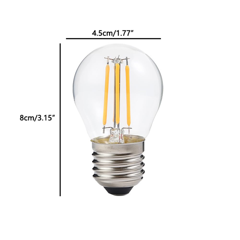 Paquete de 10 Bombillas LED Retro E27, Bombilla LED Transparente G45 de Alto Brillo y Ahorro de energía de 8 W, Blanco cálido 2700 K, 800 LM para iluminación Interior y Exterior, no Regulable