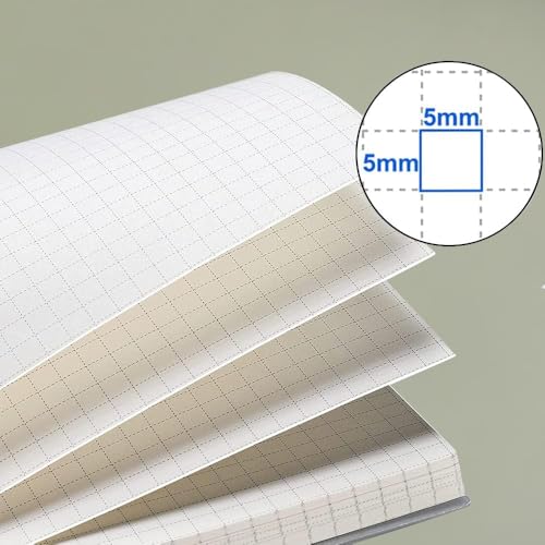 Image of 120 GSM Thick Paper Graph Spiral Notebooks 8.5 inch x 11 inch with Removable Elastic Band and Transparent Hard Cover, 2PCS Large Size Grid Notepads 160 Pages per Pack for Students, Engineers (2 Pack, A4)