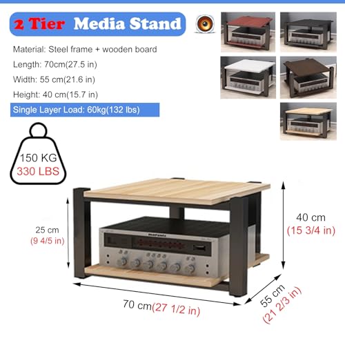 Support pour tourne-disque en métal rigide, meuble audio blanc