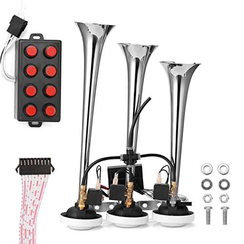 Bocina de coche HUIOP de tres tubos de 110 dB: potente altavoz universal de 12V/24V