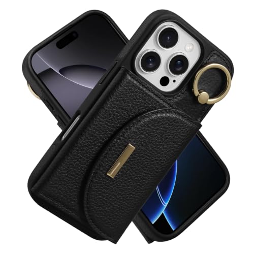 Étui portefeuille iPhone 16 Pro avec béquille pour visionnage mains libres
