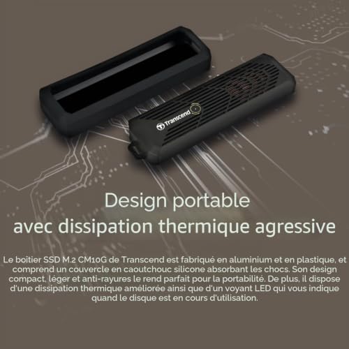 Boîtier SSD .2 PCIeSATA TRANSCEND TS CM10G USB Type AType C Câbles inclus 10Gbps - vue 7