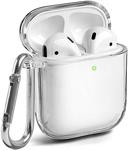 GMYLE AirPods Case Clear Protective See Through Shockproof Case Cover Skins with Keychain Compatible with Apple AirPod 2 and 1