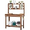 Yaheetech Potting Bench Table Horticulture Germination Table Outdoor Garden Work Bench Platform wDisplay RackStorage ShelfHangerThoughtful Sink Brown