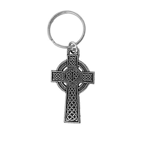 Celtic Cross with Circle Keychain, A1025KC, 2 1/8”, Pewter, 100% Handmade in the USA, Christian, Faith, Irish, Headstone, Catholic, Metal, Keychain, Key Chain, Over 100 Keychain designs