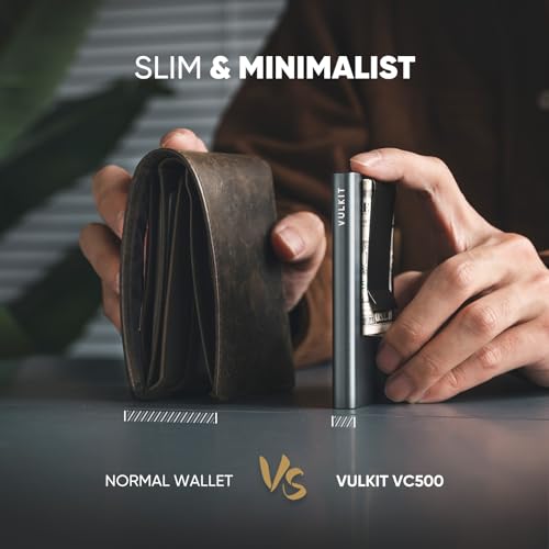 Image of VULKIT Credit Card Holder RFID Blocking with Money Clip, Slim Aluminum POP UP Wallet for Men, Grey