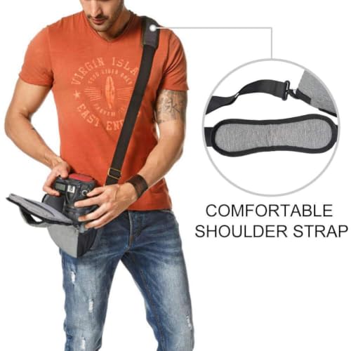 Image of D2 DSLR Camera Bag, Camera Case with Adjustable Shoulder Strap, Compatible for Nikon, Canon, Sony Cameras - Waterproof - Anti Shock (Gray)