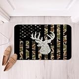 Homemissing Hirsch Jagd Badematte 40x60cm Kinder Camo Hirsch Badteppiche für Jungen Mädchen amerikanische Flagge Camouflage Badezimmerteppich weiche Mikrofaser Western Farmhouse Wild Dekor
