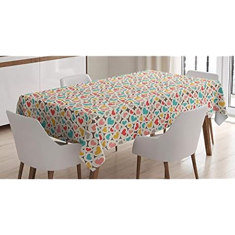ABAKUHAUS Corazones Mantele, Estampado Lavable Multicolor Cover