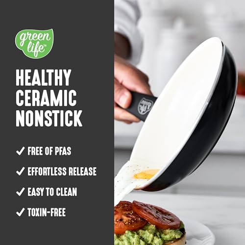 Image of GreenLife 16 Piece Ceramic Nonstick Pots & Pans Cookware Set, Black & Cream