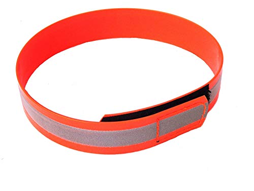 MJH 25mm Signal Reflex Halsung mit Klettverschluss vernäht versch. Größen & Farben (42-46cm, orange)