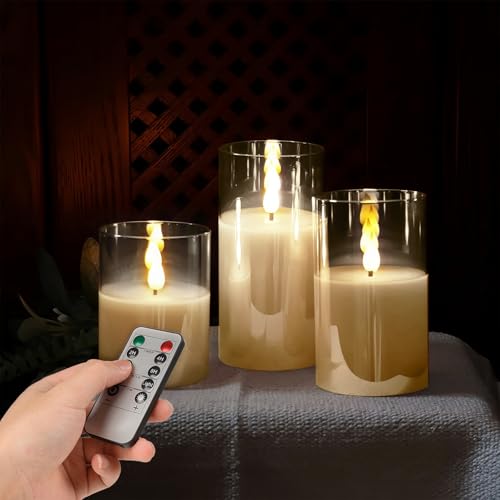 Image of Flameless Candles with Remote, 3-Pack Battery Candles, 3x4 /5 /6 Inches, White, LED Flickering Light, Acrylic Material, Safe for Kids and Pets, Perfect for Home Decor, Events, and Holiday Occasions